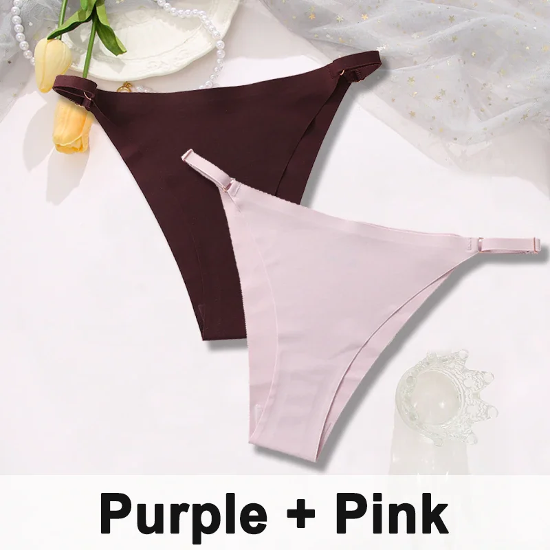 Billionm Women Sexy Ice Silk Panties Seamless Brazilian Panty Adjustable Waist Bikini Underwear Female Low Waist Soft Intimates Lingerie