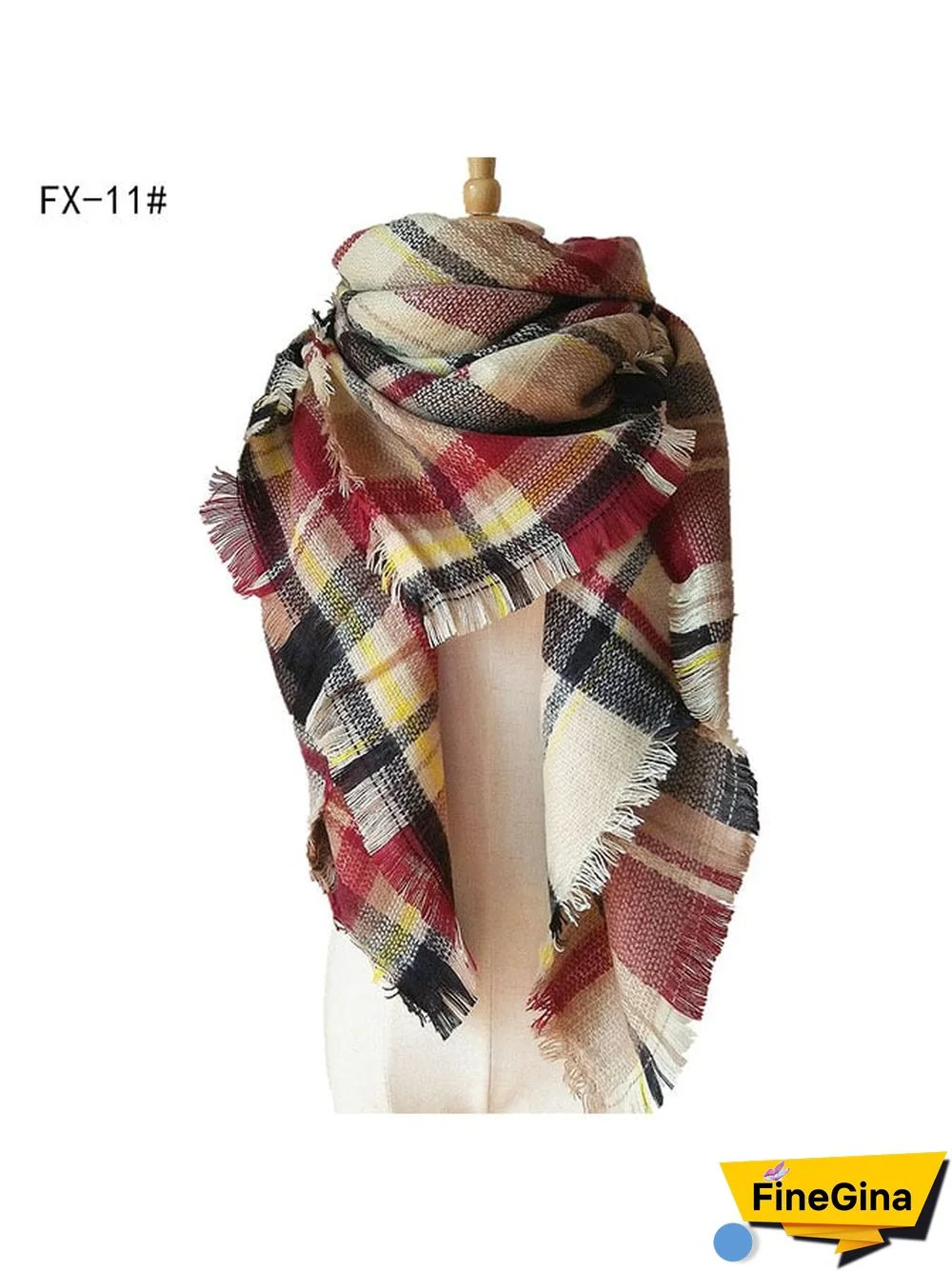 Imitation Cashmere Oversized Double-Sided Colorful Plaid Square Scarf