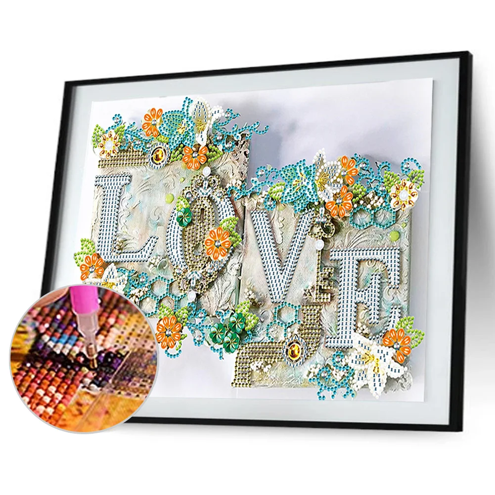Diamond Painting - Partial Special Shaped Drill - Love(40*30cm)