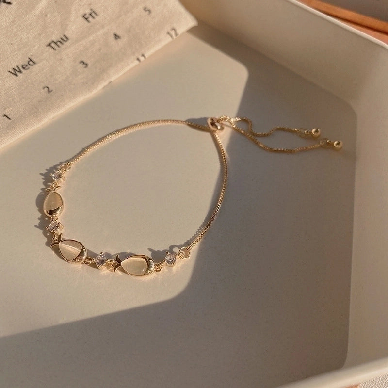 Fashion Hexagram Heart Shape Titanium Steel Copper Bracelets Plating Inlay Pearl Zircon Copper Bracelets