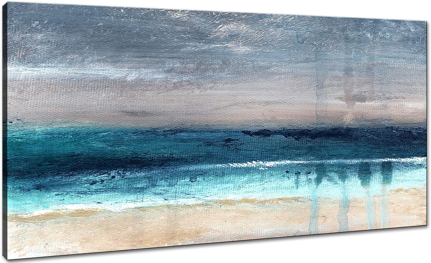 Abstract Canvas Wall Art for Bedroom Living Room Grey and Green Beach Abstract Paintings Print Picture Artworks for Wall Decor 1 Pieces Framed Office Decor Ready to Hang 20 inch  x 40 inch  x 1 Pieces Abstract-art