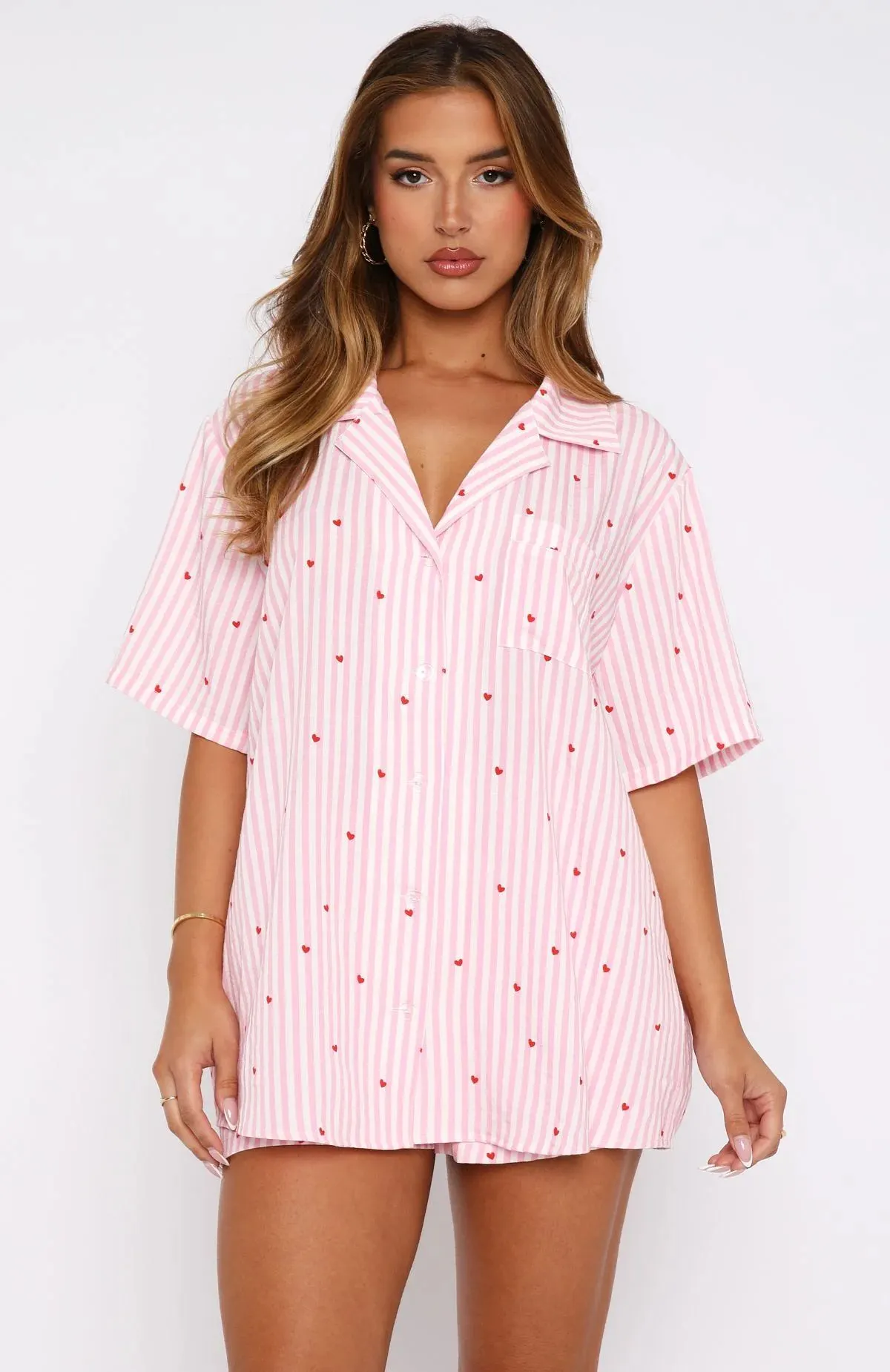 Women's Floral Stripe Short Sleeve Pajama Set