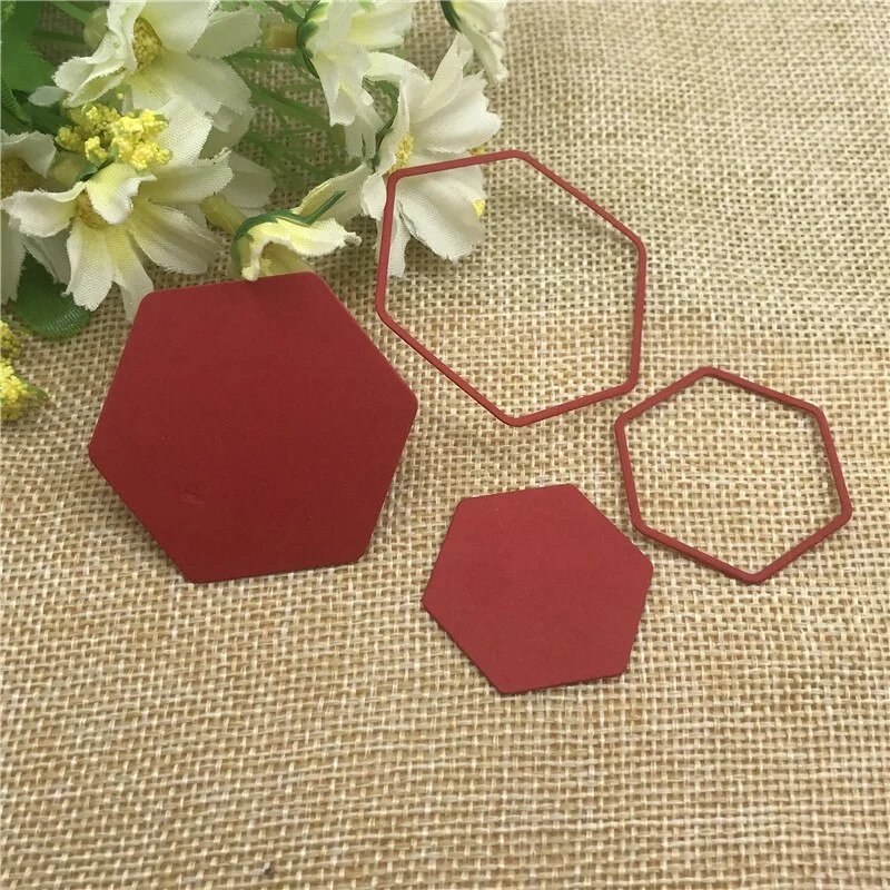 2Pcs Hexagonal frame Metal Cutting Dies Stencils For DIY Scrapbooking Decorative Embossing Handcraft Die Cutting Template