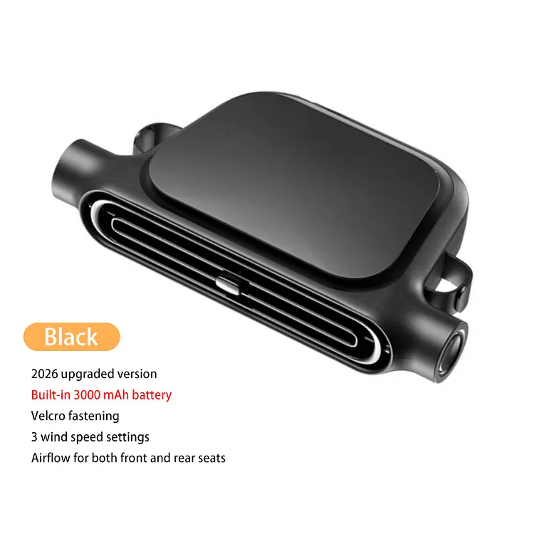 Teslasy Portable Car Headrest Fan &ndash; Front & Rear Seat Cooling Fan, USB Powered, 3 Speeds, Strong Airflow for SUV / RV / Home / Office