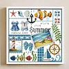 >SALE<Embroidery Cotton Thread 16CT Printed Four Seasons of Summer Cross Stitch24x23cm