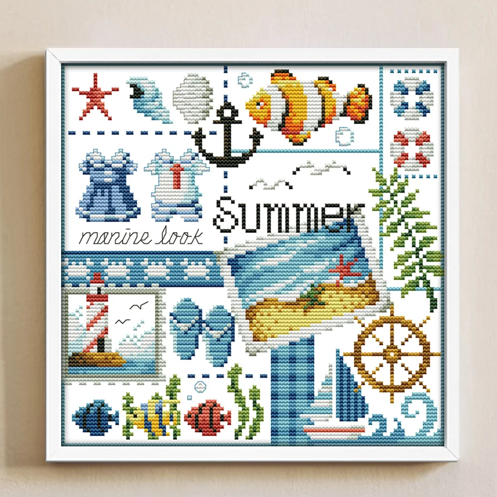 DIY Stamped Cross Stitch 16CT Partial Embroidery 24*23cm - Four Seasons Of Summer