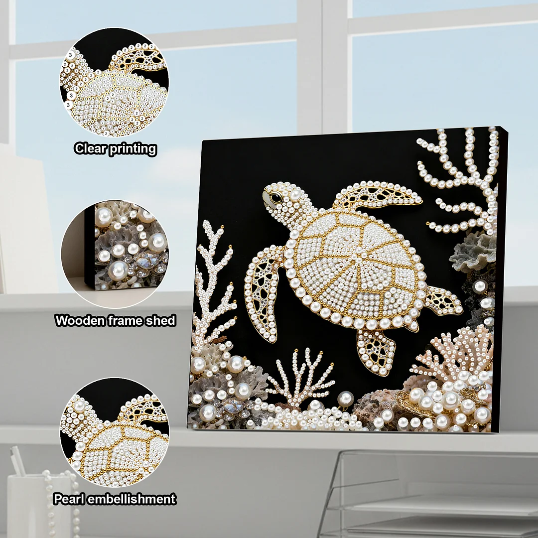 Turtle DIY Pearl Art Diamond Painting Kit for Adults Home Decor 25x25cm With Frame