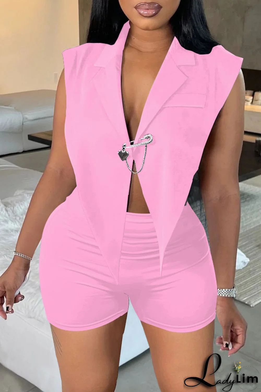 Black Sexy Solid Backless Asymmetrical V Neck Sleeveless Two Pieces