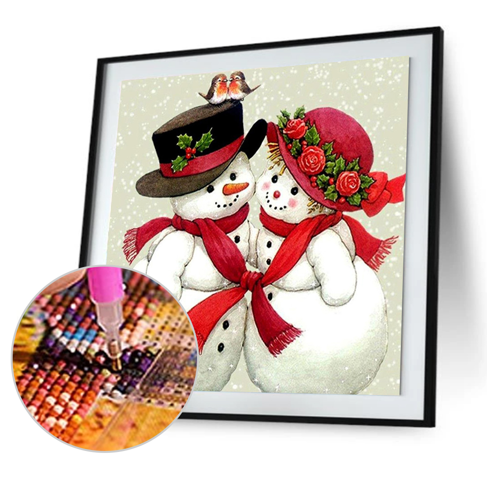 

30*30CM Round Drill Diamond Painting-Christmas Snowman, 501 Original