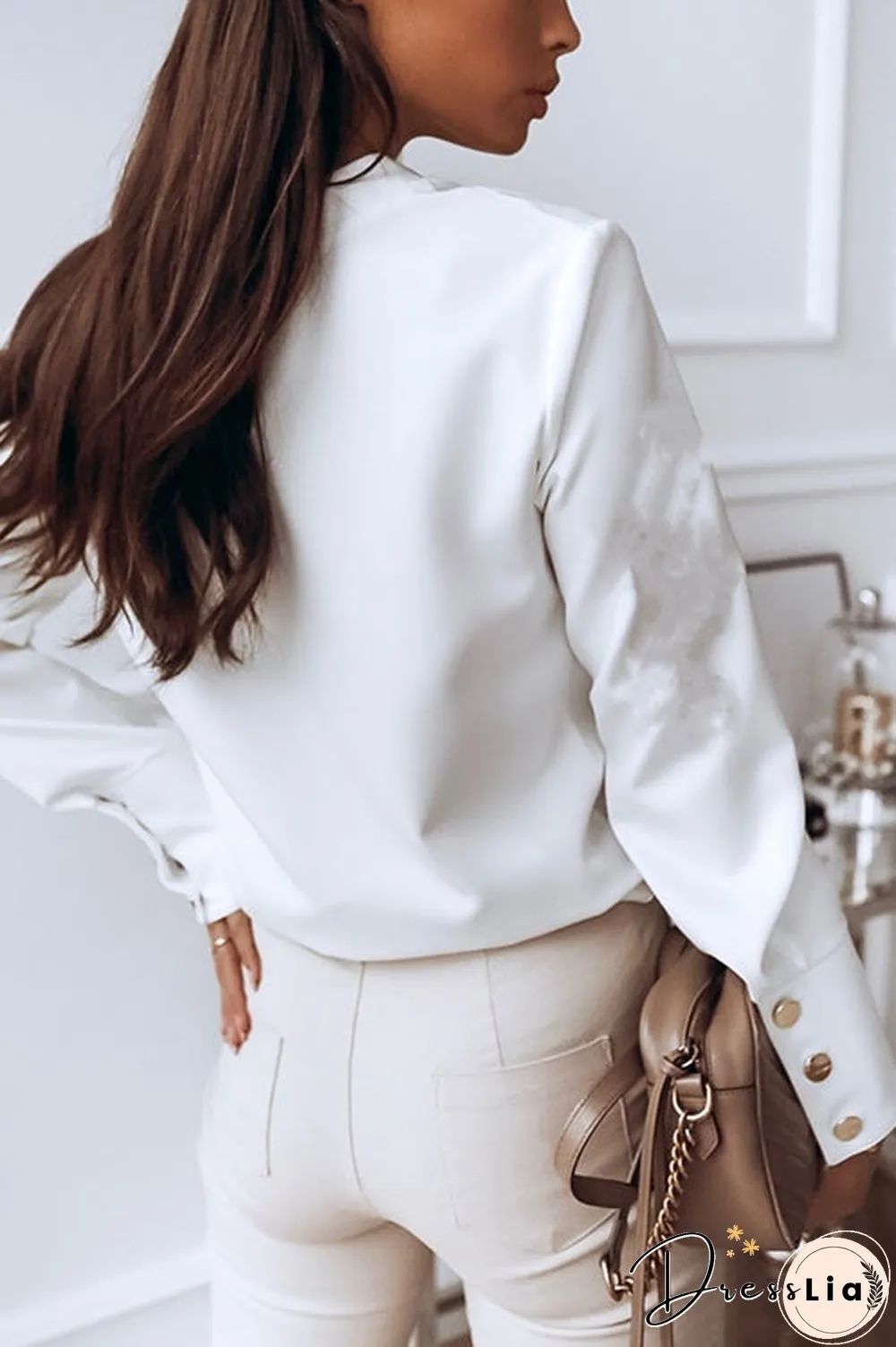 Shirt Collar Long Sleeve Blouse