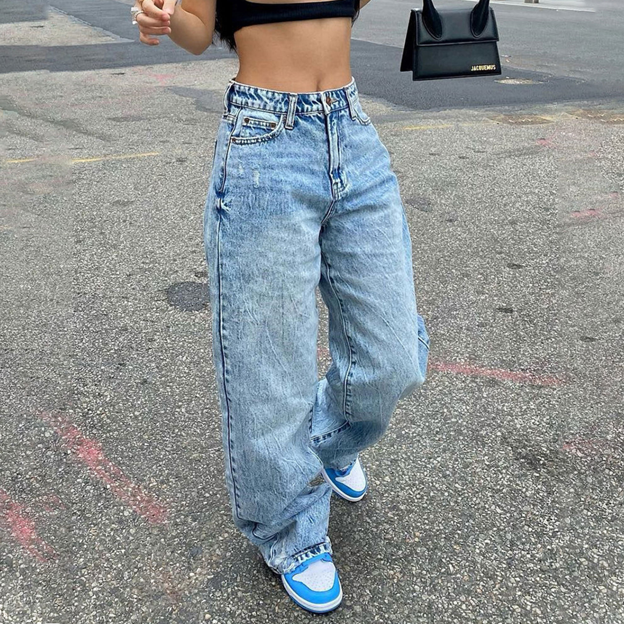 Distressed Wear It In All Seasons Slim Tummy Wide-Legged Jeans wearshes