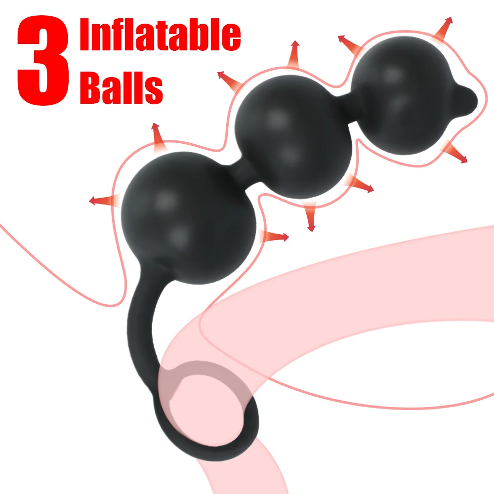 Inflatable 3 Balls Beads Anus Vagina Expander Prostate Massager G-spot Stimulator Rosetoy Official