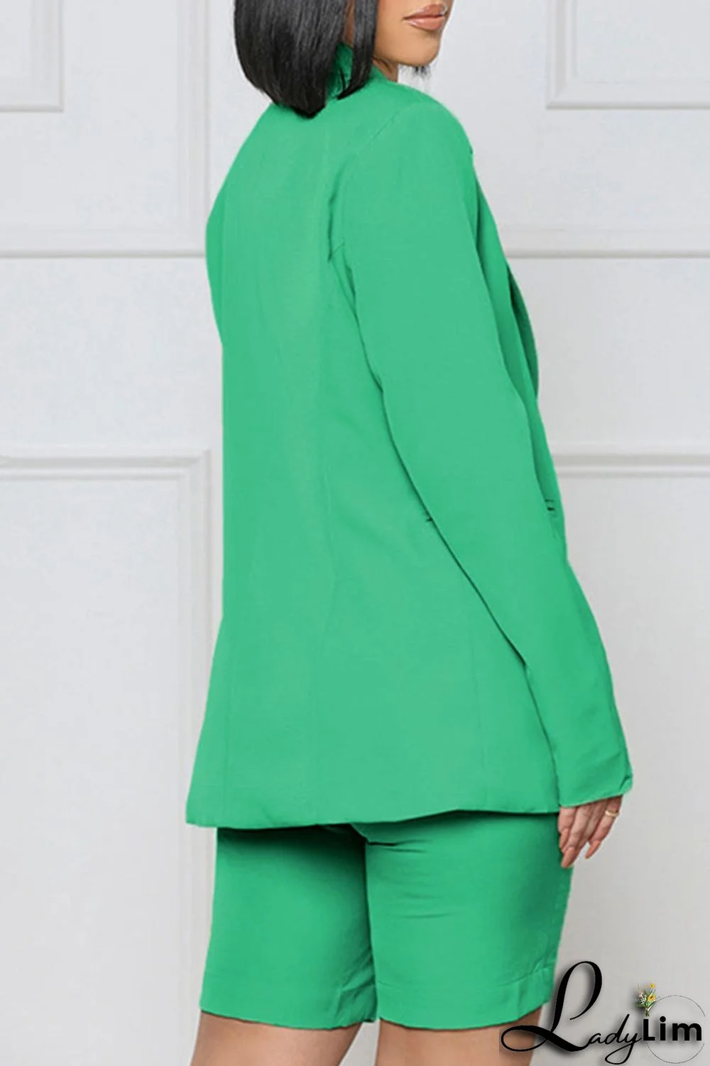 Yellow Casual Solid Patchwork Buttons Turn-back Collar Long Sleeve Two Pieces