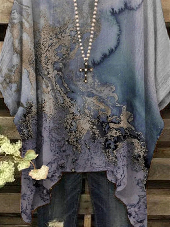 Women 3/4 Sleeve Scoop Neck Graphic Floral Printed Women Tops