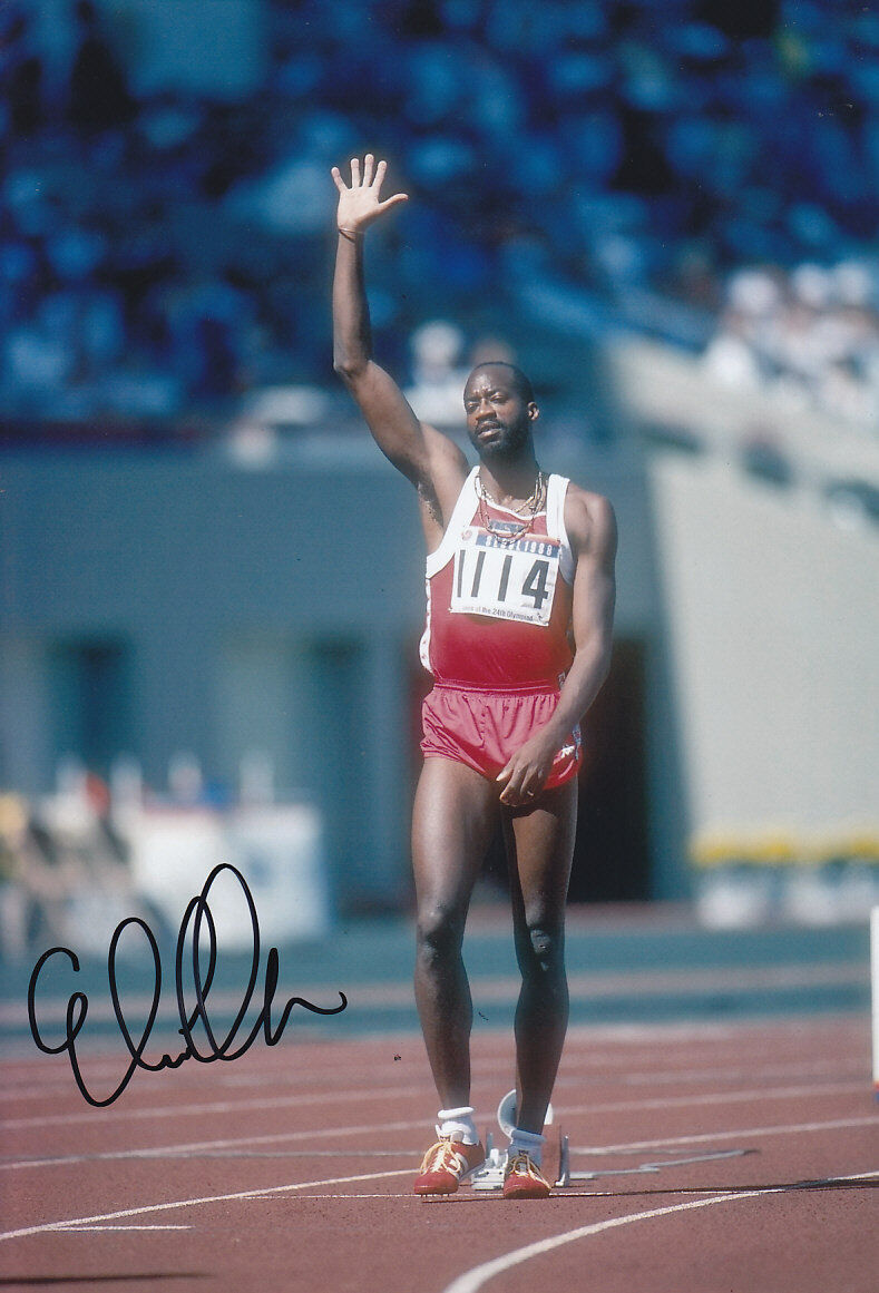 Edwin Moses Hand Signed 1988 Photo Poster painting 12x8 1