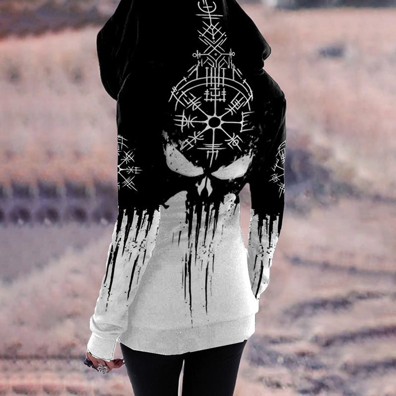 Tribal Viking Skull Ethnic Graphics Hoodie