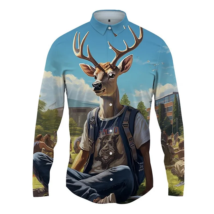 Traceeye Personalized Animal 3D Printed Men Shirt Man/Women Casual Fashion Long Sleeves Shirts Button Lapel Tops Oversized Unisex Clothes