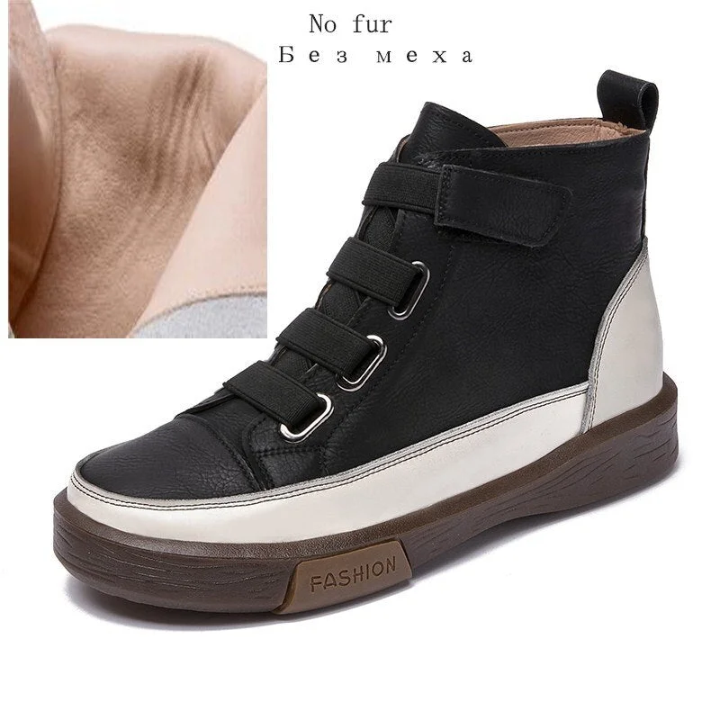 AIYUQI Women Spring Shoes Flat Genuine Leather 2021 New Color Matching Front Tie Ladies Single Boots Trend Girl Student Shoes