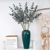Snow Flocking 3 Stems Artificial Eucalyptus Leaf Autumn Winter Home Wedding Decor
