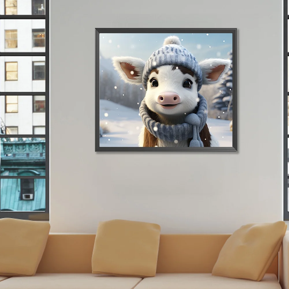 Diamond Painting - Full Round Drill - Winter Cow(Canvas|35*30cm)