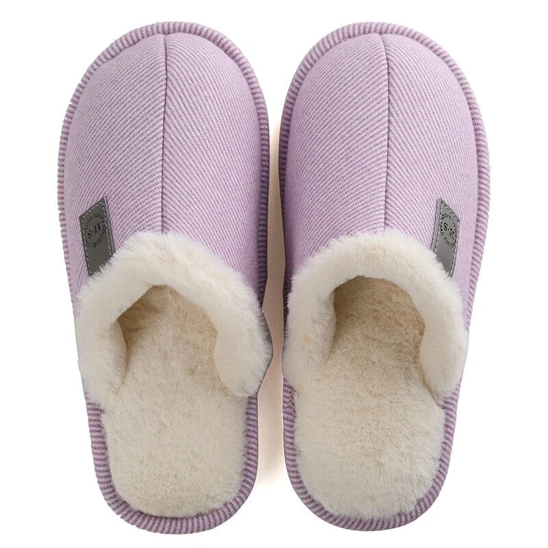 Men and Women Cotton Slippers Women's Autumn and Winter Plus Velvet Warm Couple Home Fur Wool Slippers Home ShoesCotton Slippers