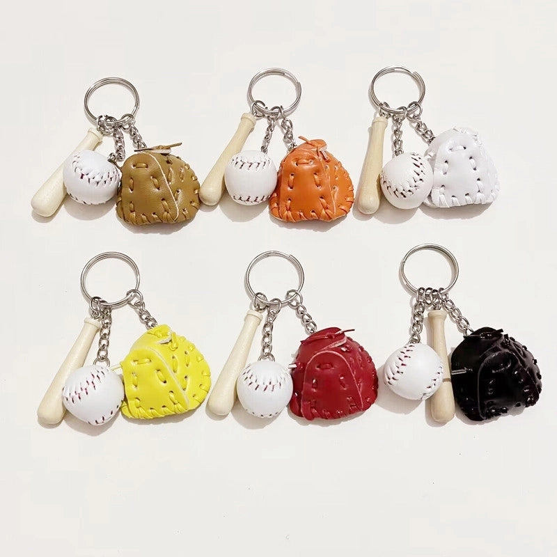 Fashion Baseball Pu Leather Unisex Bag Pendant Keychain