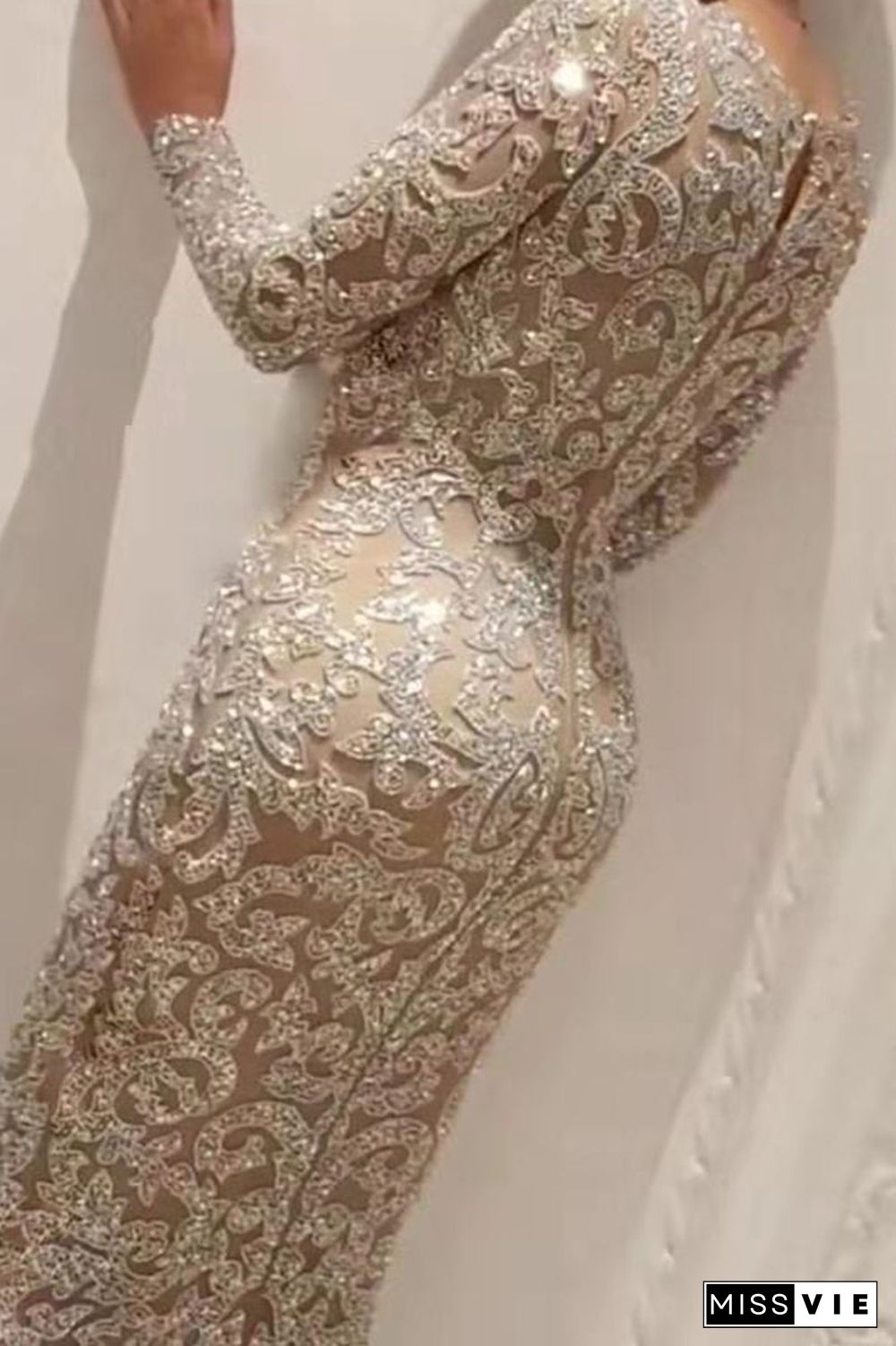 Elegant Bronzing Patchwork O Neck Evening Dress Dresses