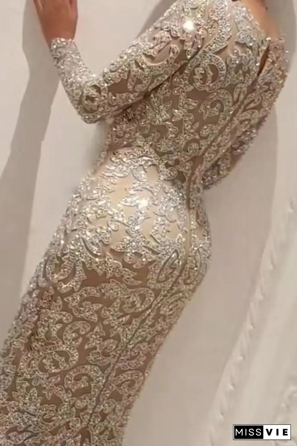 Elegant Bronzing Patchwork O Neck Evening Dress Dresses