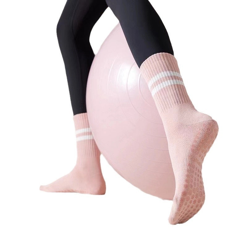 Yoga Socks Non-slip Women’s Mid-calf Length Socks Pure Cotton Fitness Dance Pilates Professional Non-slip Sports Adult Floor Socks