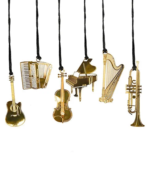 6 Pcs Gold Plated Musical Instrument Metal Bookmarks-Himinee.com