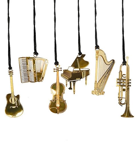 6 Pcs Gold Plated Musical Instrument Metal Bookmarks