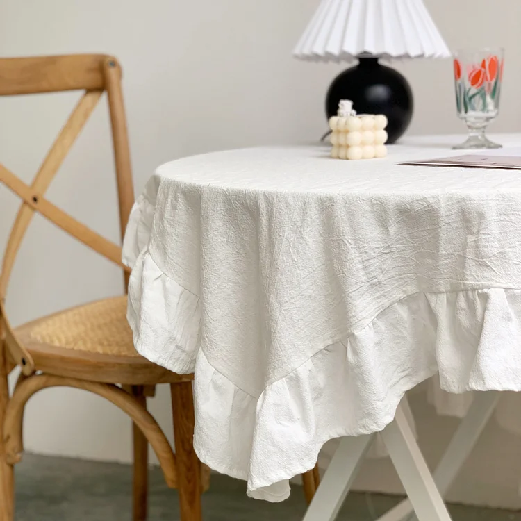 Fairy Tales Aesthetic Cottagecore Fashion Ruffled Cotton Tablecloth QueenFunky