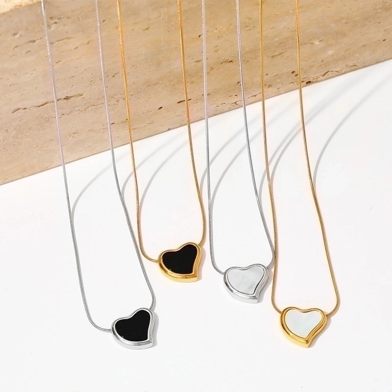 304 Stainless Steel 16K Gold Plated White Gold Plated Gold Plated Casual Minimalist Plating Inlay Heart Shape Artificial Gemstones Necklace