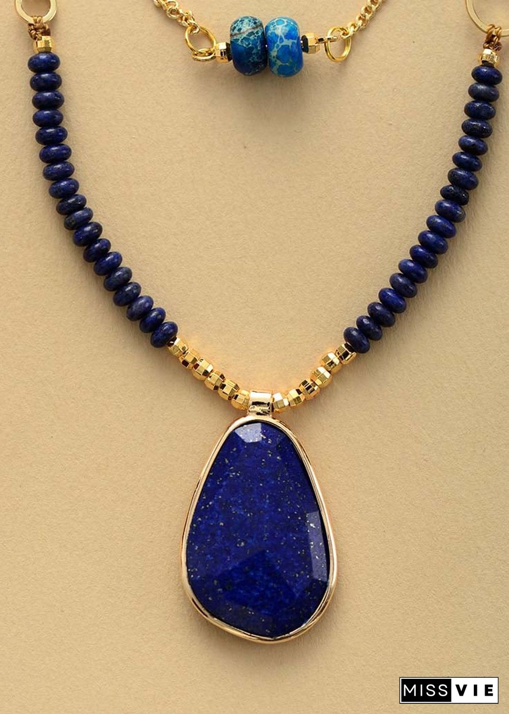 Boho Necklace, 2 Layers Lapis
