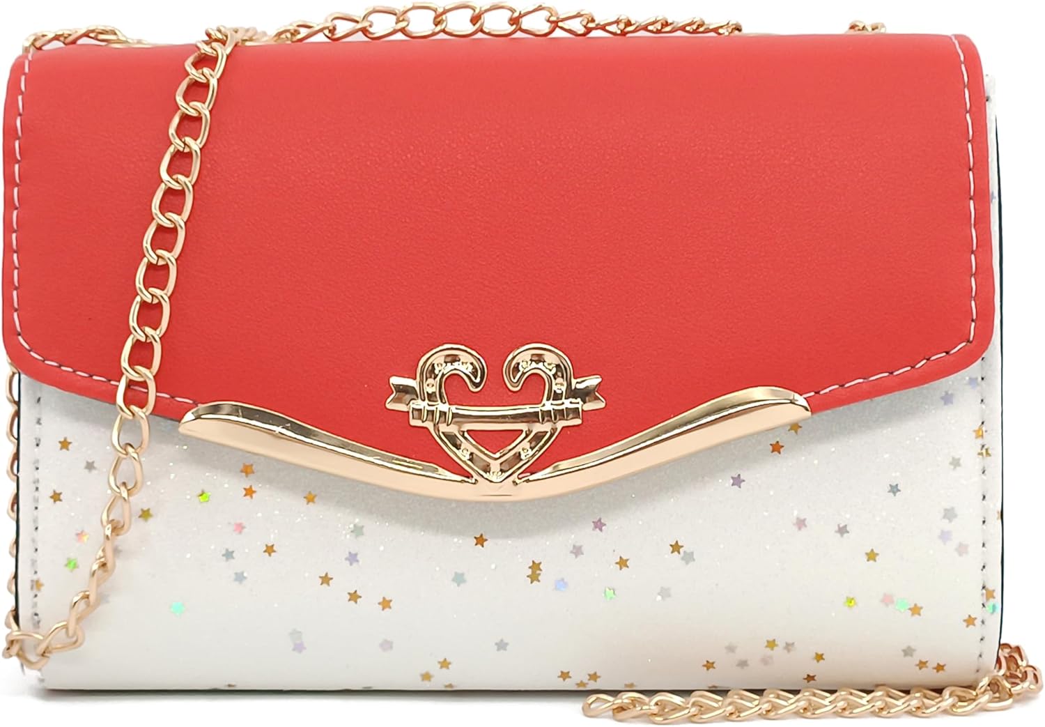 Glitter Shoulder Purses for Women with Golden Chain Women's Evening Handbags