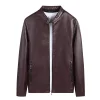 Men's Simple Casual Solid Color Non-Iron Windproof Leather Jacket