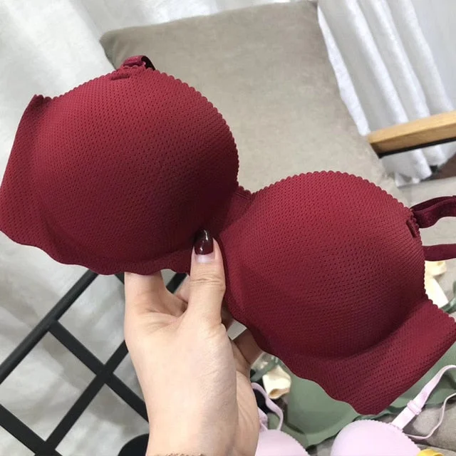 DERUILADY Comfortable And Breathable Push Up Bra Sexy Seamless Wireless Bra For Women Soft Gather Bralette Without Steel Ring