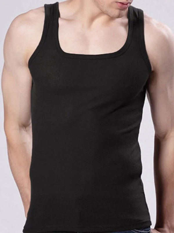 Aonga - Mens Solid Sleeveless U-neck Casual Tank K