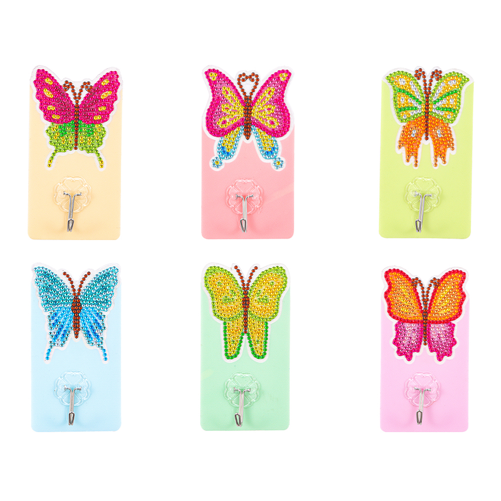 

6pcs Butterfly Non-perforated Non-marking Hook - 5D DIY Craft Sticker, 501 Original