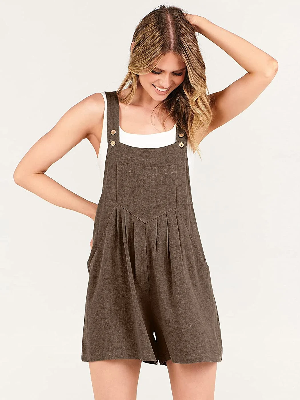 Adjustable Wide Leg Pocket Short Overalls Romper (Buy 2 Free Shipping)
