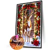 (Grande Taille) Cerf de No&euml;l-Peinture Diamant Ronde Compl&egrave;te-40*60CM