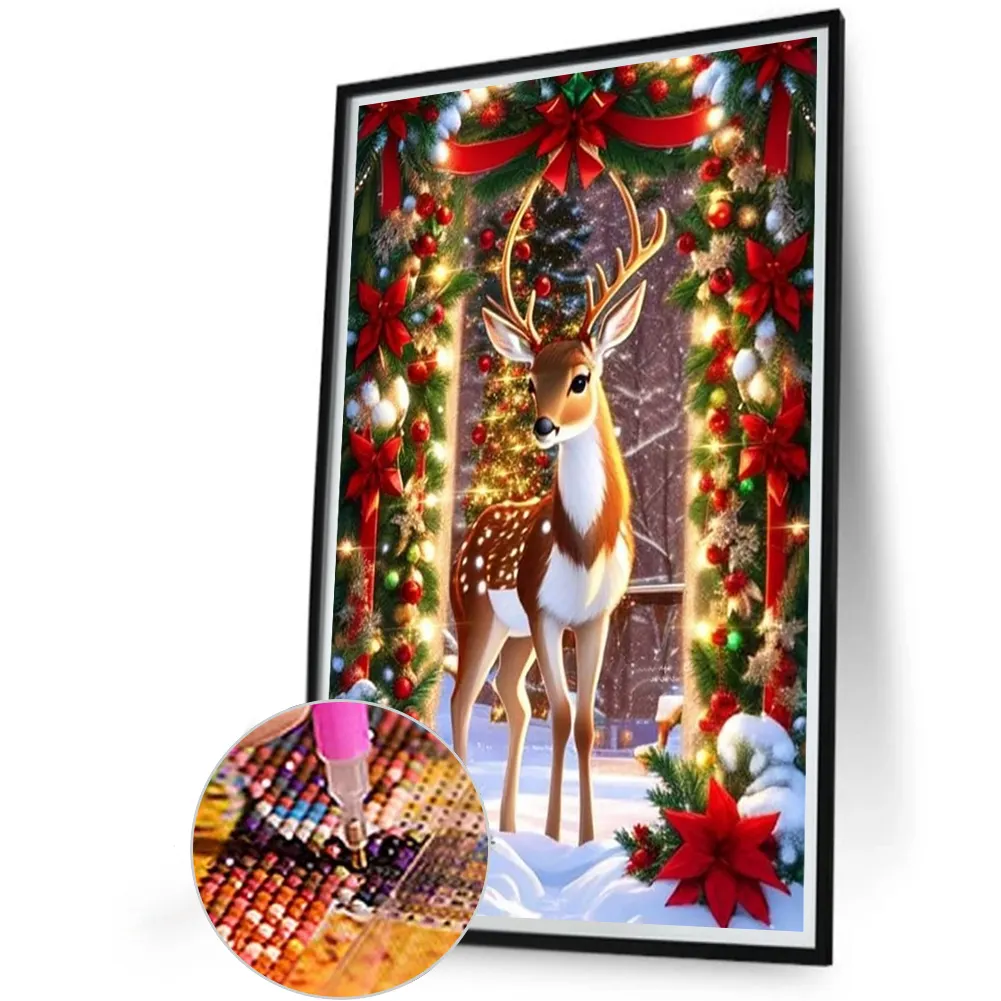 Diamond Painting - Full Round Drill - Christmas Elk(Canvas|40*60cm)