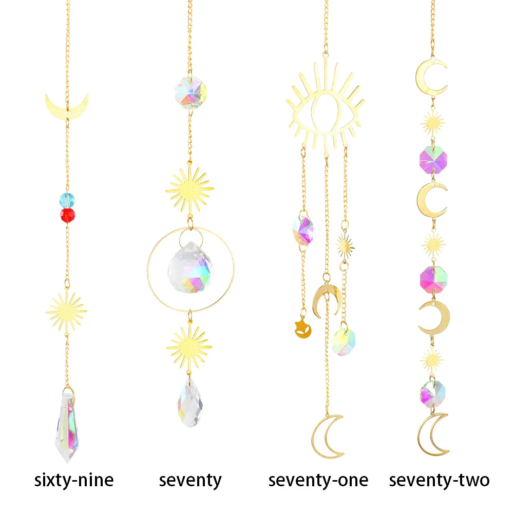 1/4pcs Hanging Bead Moon Sun Light Catcher Crystal Outdoor Wall Wind Chimes