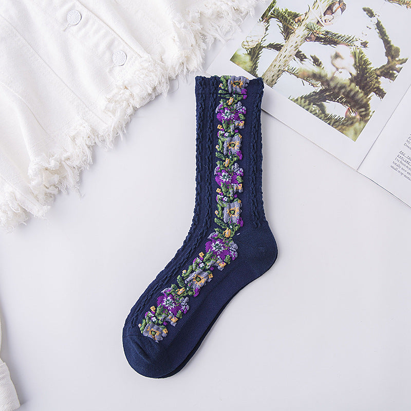 💮$9.99💮—Vintage Embroidered Floral Socks🧦
