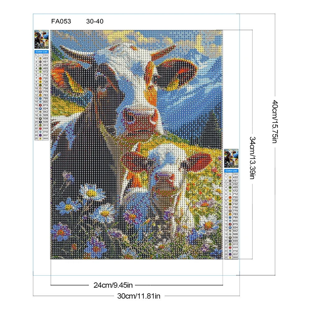 Diamond Painting - Full Round Drill - Cow(Canvas|30*40cm)