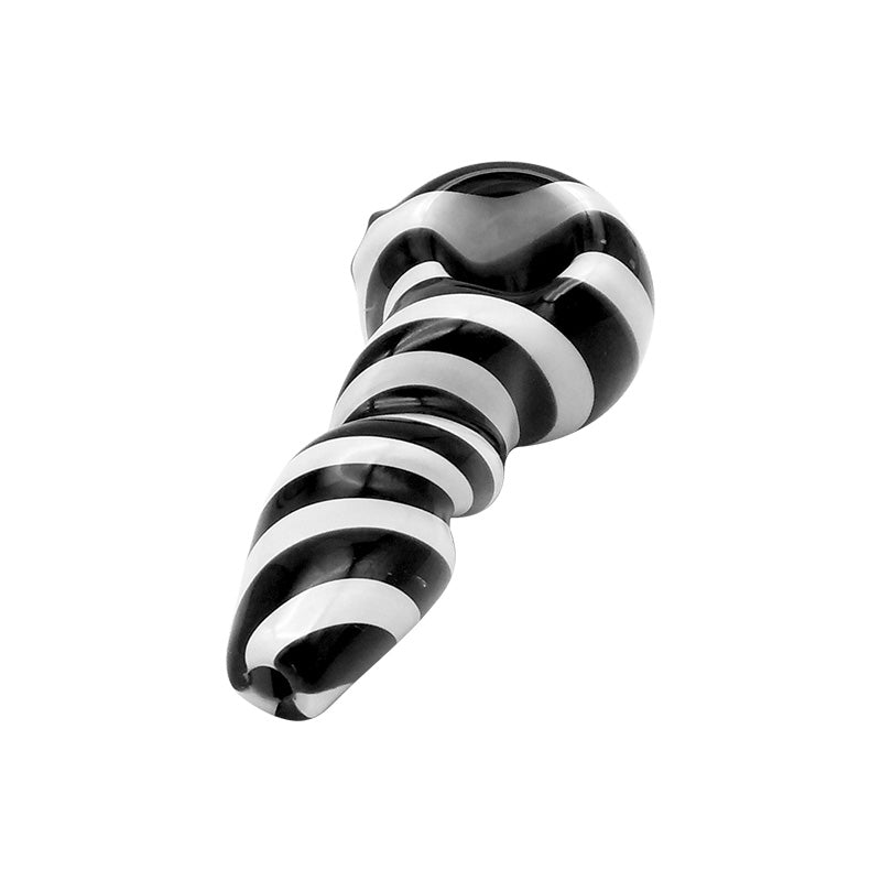 Glass Hand Pipe  with Black and White Stripes for Smoking