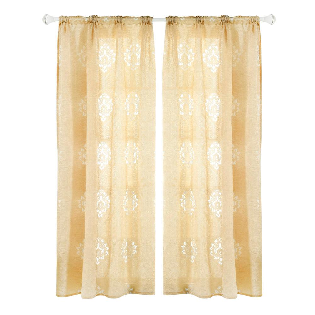 

Totem Cut Flower Bubble Print Window Drapes Half Blackout Curtains (Beige, 501 Original