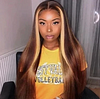 360 Lace Front Sexy long straight hair Gradient gold | Human Hair