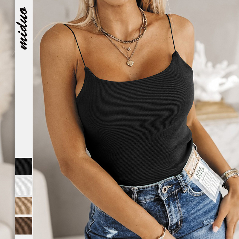 Summer Ribbed Knit Tank Top - Versatile Sexy Slimming Inner Women's Wear