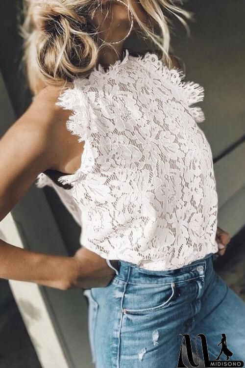 MidiSono - Lace Sleevelss Tank Top